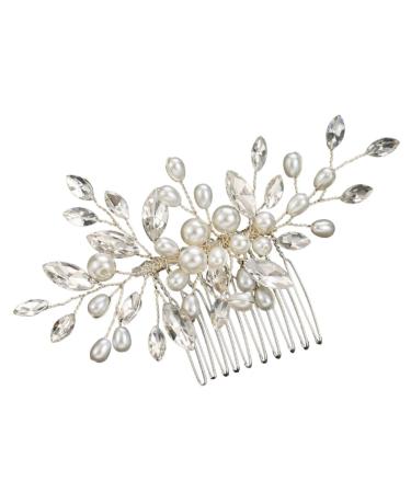 Didiseaon Bridal Headwear Hair Side Combs Elegant Bridal Headpiece Hair Wedding Decor Hairpin Decor Hair Comb Hair Clips Bridal Pearl Hair Pin Grace Crystal Miss White Hair Piece