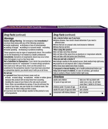 Allegra Adult HIVES 180mg 24HR 15ct Tablets - Fast Relief from Allergy Symptoms - Buy Online on GoSupps.com