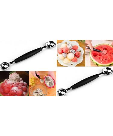 Stainless Steel Double Head Ice Cream Dessert Spoon Scoop Fruit Spoon Kitchen Cooking Tool (Black) - Buy Online on GoSupps.com