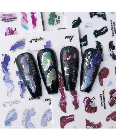 6 Colors Marble Nail Stickers - Self-Adhesive 3D Nail Art Accessories | Bronzing Silver Blooming Designs - Buy Online on GoSupps.com