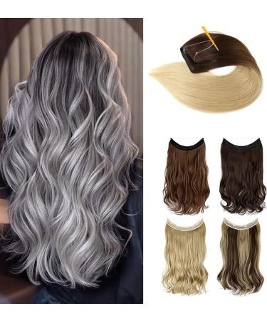 Halo Hair Extensions Invisible Secret Wire Hair Extensions One Piece 22 Inch Synthetic Hairpieces (Dark Brown) - Buy Online on GoSupps.com