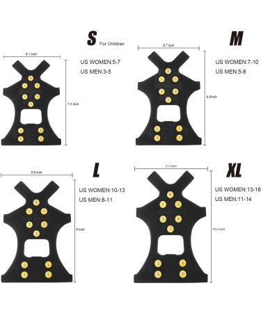 OuterStar Ice & Snow Grips Traction Cleats - 10 Stud Crampons for Shoes/Boots - Anti-Slip Rubber Spikes - Slip-On Stretch Footwear - Large Size - W 10-13/M 8-11 - Extra 10 Studs Included - Buy Online on GoSupps.com