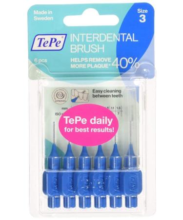 TePe Interdental Brush Blue - Size 3 6Pcs Blue 6 Count (Pack of 1)