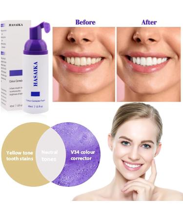 HASAIKA Color Correcting Mousse Toothpaste Purple Teeth Whitening Toothpaste Brighter Teeth Fresh Breath Toothpaste to Cancel Yellow Stains 45ml - Buy Online on GoSupps.com