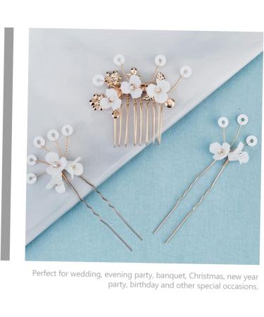Healeved 2 Sets Bridal Hairpin Rhinestone Hair Clips Rhinestone Headpiece Flower Headpiece Bride Hair Comb Bride Hair Side Comb Hair Pin Hair Comb for Bride Women's Hair Stick Pearl Alloy - Buy Online on GoSupps.com