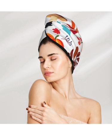 Autumn Pumpkins Fall Leaves Microfiber Hair Towel - Super Absorbent Coral Velvet Wrap for Long Curly & Thick Hair | Quick Dry Hair Cap for Women - Buy Online on GoSupps.com
