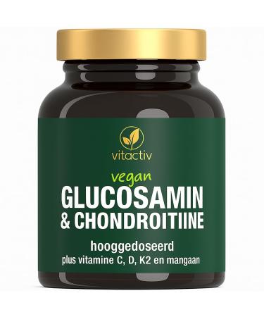 Vitactiv Natural Nutrition VITACTIV glucosamine & chondroitin 60 capsules high dose with 1200 mg glucosaminesulfaat plus vitamin C D K2 in mangaan