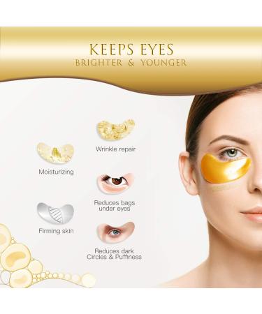 HOPEMATE 24K Gold Eye Treatment Mask - Dark Circles & Puffy Eyes Gel Pads - Anti-Wrinkle - 14 Pairs - Buy Online on GoSupps.com