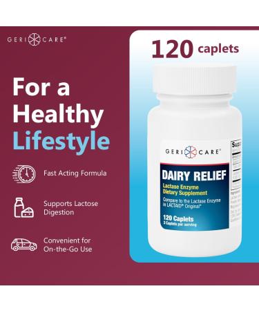 Lactase Enzyme Dairy Relief Caplets 3000 FCC Units Digestive Enzyme Supplement for Dairy Products for Better Lactose Digestion Helps Prevent Gas Bloating & Stomach Discomfort 120 Count (2pk) 120 Count (Pack of 2) - Buy Online on GoSupps.com
