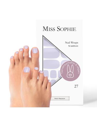 Original Miss Sophie Pedi Wraps I Petit Macaron Pedicure I 27 Ultra-D nne nail polish strips in single-color I for tooths I sticks to natural and painted acrylic gel & shellac nails