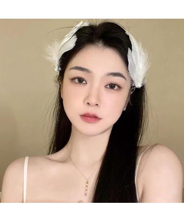 amangul Braids Hair Clip for Hot Girls White Feather Shape Hair Barrettes Ballet Dancing Ponytail Hair Barrettes for Teens Girls - Buy Online on GoSupps.com