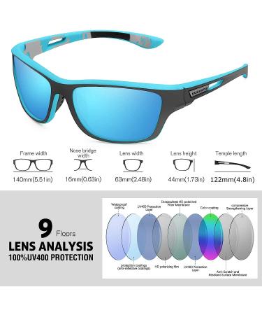KUGUAOK Polarized Sports Sunglasses for Men - Blue Mirror | 100% UV Protection - Buy Online on GoSupps.com