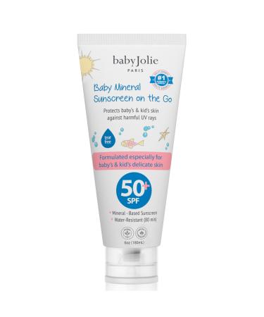 Baby Mineral Sunscreen SPF 50 - by Baby Jolie Paris  Water Resistant  Natural Formula for sensitive skin | 6oz (180ml)