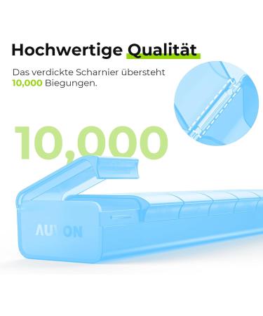 Auvon 7-Day Pill Organizer Box - BPA-Free Vitamin & Medication Storage - Improved Open Design - Portable Blue Box for Fish Oil & Supplements - Buy Online on GoSupps.com