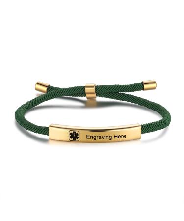 Emergency Medical Alert Bracelets for Women Men Free Custom Engraving Personalized Gift Adjustable Non Tarnish Titanium Steel Wristband for Men Women White