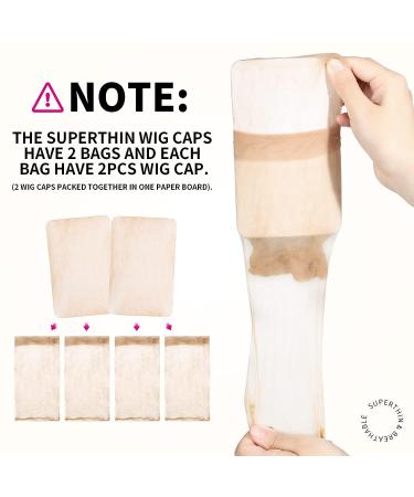 Fandamei HD Wig Caps 4PCS - Ultra Thin & Invisible Light Brown Nylon Caps for Women | Stretchy & Comfortable Transparent HD Caps for Lace Front Wigs | Summer Essential - Buy Online on GoSupps.com