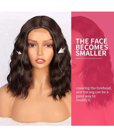 Porsmeer Brown Short Bob Curls Wig for Women | Natural Synthetic Hair Lace Front Party Costume Wig | Dark Brown Midrange Style - Buy Online on GoSupps.com