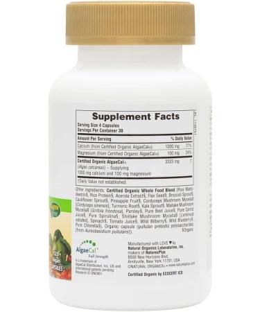 NaturesPlus Source of Life Garden Organic Calcium with AlgaeCal - 1000mg 120 Vegan Capsules | Plant-Based Bone Health Support - Buy Online on GoSupps.com