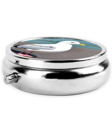 Cute Seagull Round Pill Box | 3 Compartment Organizer | Portable Travel Pill Box for International Shipping - Buy Online on GoSupps.com