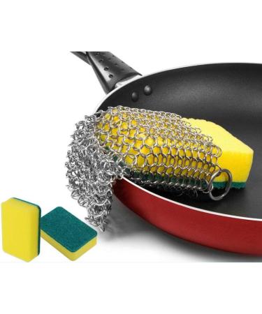 Cast Iron Cleaner Cast Iron Skillet Cleaner Chainmail Stainless Steel 316L Pot Cookware Chainmail Scrubber Skillet Scraper 1Pc Silver - Buy Online on GoSupps.com