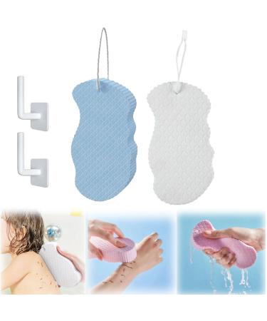Efficieint Super Soft Exfoliating Bath Sponge Exfoliating Bath Sponge Remover Dead Skin Exfoliating Sponge Soft Exfoliating Sponge Body Exfoliating for Adults Children Pregnant(Blue+White)