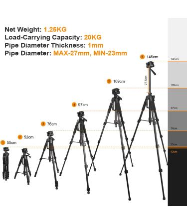Huepar Lightweight TPD14 56 Adjustable Laser Level Tripod - Quick Release Plate, 3-Way Swivel Pan Head, Bubble Level - Multi-Function Hook - 5/8 UNF Adapter Nut - Buy Online on GoSupps.com