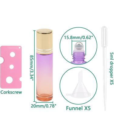 Rowiz 10pcs Essential Oils Roll on Bottles 10ml Refillable Empty Glass Rollerball Bottles with Golden Cap Perfect for Homemade Perfume Fragrance Aromatherapy Oils Purple Orange Gradient - Buy Online on GoSupps.com