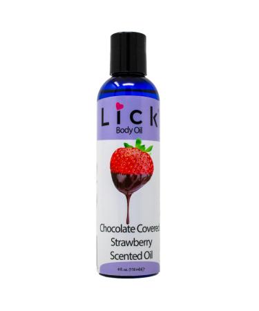 LICK Chocolate Covered Strawberry Scented Body Oil - Vitamin E Infused Moisturizing and Hydrating After Shower Body Oil Antioxidant Protection Soothing Aromatherapy - Natural and Gentle