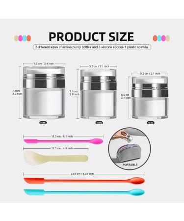 JPNK Airless Pump Jars Set - Travel Containers with Silicone Spatula for Cosmetics - 0.5oz, 1oz, 1.7oz - Buy Online on GoSupps.com