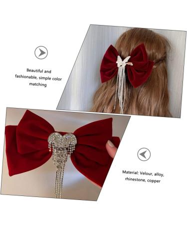 DRESSOOS tassel hair clip Girl Bow Hairpin big bow red bow hair clip crystal bow hair clip Hair Bows for Girls hair barrettes for girls Hair Bowknot Clip rhinestones Miss set copper - Buy Online on GoSupps.com