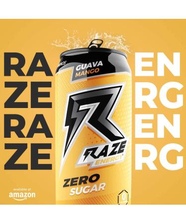 Raze Zero Sugar Energy Drink 300mg Caffeine | Sugar Free & Zero Calories 12 Pack - Guava Mango Flavor for Performance and Hydration - Buy Online on GoSupps.com