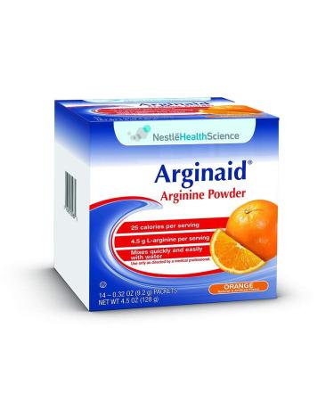 Nestle Arginaid Arginine Powder Orange 0.32 OZ Packets 14 CT (Pack of 4)