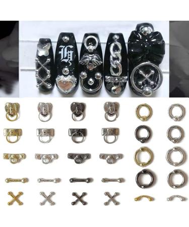 Dornail Pack of 30 Punk Nail Charms Alloy Nail Charms Pendant 3D Cross Nail Pendant Metal Hanging Rings Bar Gothic Nail Jewellery Nail Art Accessories Nail Set Nail Art Decoration - Buy Online on GoSupps.com