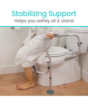 Vive Toilet Safety Rail Frame - Adjustable Non Slip Grab Bars for Bathroom - Fall Prevention for Adults Seniors Elderly Disabled - Padded Handle Support - Medical Device for Home - Buy Online on GoSupps.com