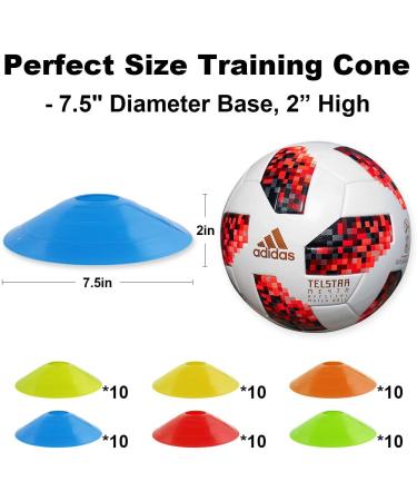 60PCS Soccer Training Cones with Carry Bag | Agility Marker Cones for Field Sports | Ideal for Football, Basketball, Skating | Indoor & Outdoor Use - Colorful - Buy Online on GoSupps.com