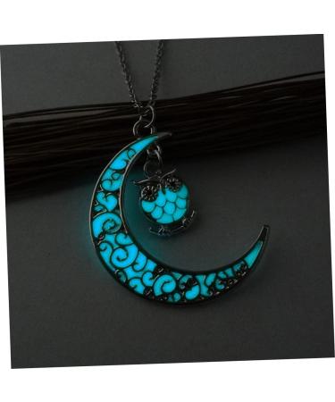 jojofuny Moon Necklace Moon Pendant Necklace Owl Pendant Necklace Owl European and American Decorate Light Blue 50*3.5cm - Buy Online on GoSupps.com