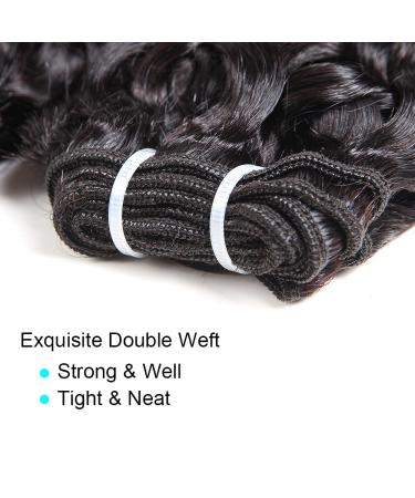 Malaysian Water Wave Bundle with T Part Lace Closure - 100% Remy Human Hair - Ocean Wave Wet & Wavy Hair Extensions - 8 8 8 + 8 Inch - Black - Buy Online on GoSupps.com