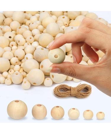 Innovative Offer: 510 Pcs Wooden Beads with Jute Twine - 6 Sizes Unfinished Wood Beads for Crafts - Ideal for Jewelry Making, Garland, and DIY Projects - Buy Online on GoSupps.com