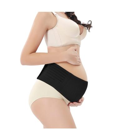 WANYI Breathable Maternity Support Belt Belly Band C Section Pregnancy Support Belt Back Pain Relieve Lower Back Pelvic and Hip Pain for 2 in 1 Pre- and Post-natal(Black L) L Black