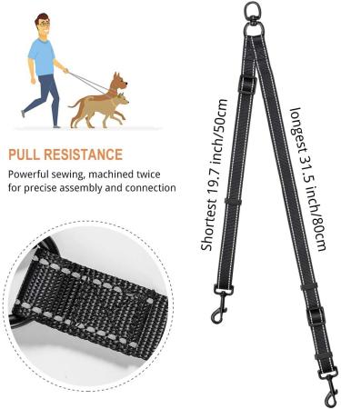 Double Dog Leash No Tangle Double Leash for Dogs Walking Training 360 Swivel Rotation Reflective Elastic Stretch Dual Dog Lead Splitter for Large Medium Small 2 Dogs (Classic) - Buy Online on GoSupps.com