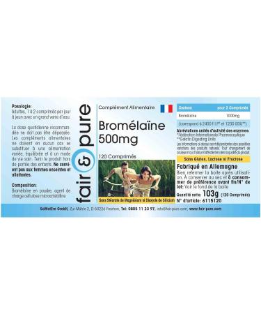 Fair & Pure - Bromelain 500mg - high dosage - pineapple enzyme - vegan - 120 tablets - Buy Online on GoSupps.com