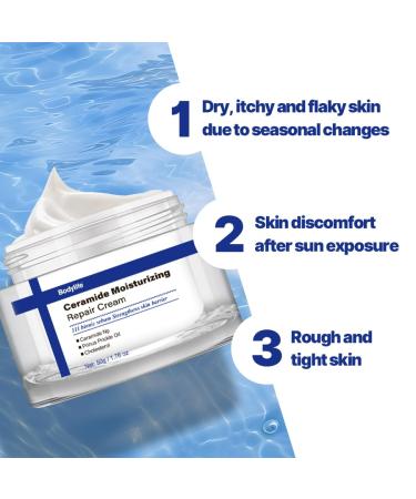 Bodylife Ceramide Moisturizing Repair Cream 1.76 oz Hydrating Face Moisturizer for Dry & Sensitive Skin Soothing & Restoring Barrier Cream for Roughness Tightness & Irritation - Buy Online on GoSupps.com