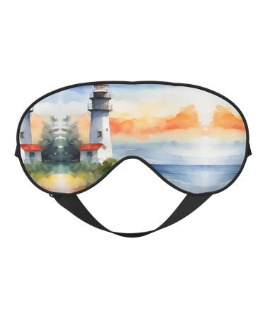 Lighthouse Print Unisex Sleep Eye Mask Soft Comfort Eye Shade Cover for Travel/Yoga/Shift Work Black