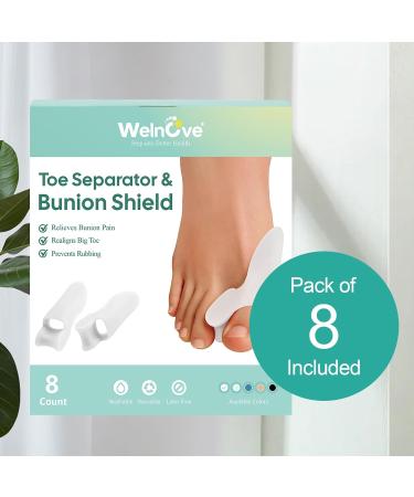 Welnove Bunion Cushion Protector - 8 Pack Gel Corrector Pads for Big Toe Pain Relief Callus Protection & Friction Alleviation - Buy Online on GoSupps.com