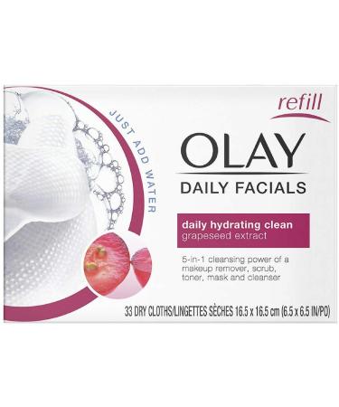 OLAY Daily Facial Hydrating Cleansing Cloths with Grapeseed Extract Makeup Remover 33 ea (Pack of 8) - Buy Online on GoSupps.com