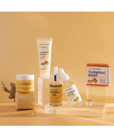 Turmeric Skin Care Kit - 5PCS Moisturizing Set for Brightening Face | Turmeric Cream Oil Serum and Soap - Buy Online on GoSupps.com