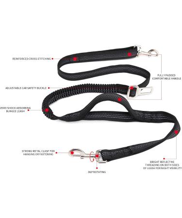 TUDEC Dogs Jogging Line with Belly Belt - Reflective Elastic Leash & Feces Bag Dispenser for Large/Medium Dogs - Gray Purple - Buy Online on GoSupps.com
