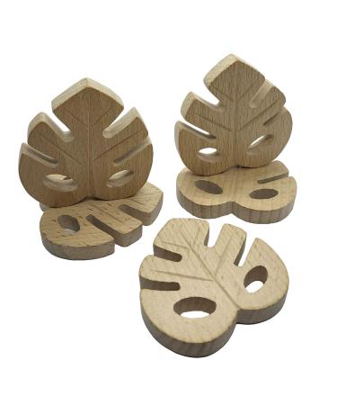 5pcs Lovely Cartoon Wood Leaf Pure Natural Animal Shape Beech Wooden Handmade DIY Necklace Pendant (5pcs)