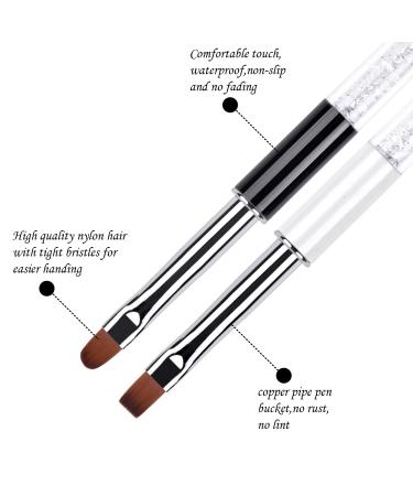 Ycyan 2Pcs Oval Flat UV Gel Nail Brush Set | Professional Rhinestone Handle Nail Art Design Brushes - Buy Online on GoSupps.com
