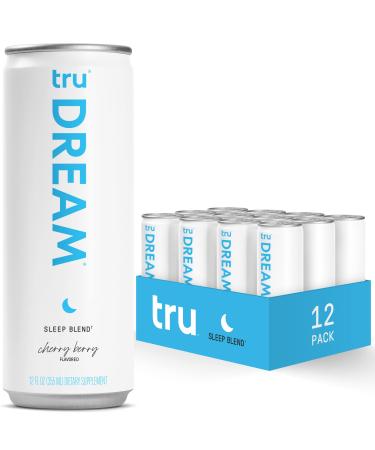 Tru Dream Sparkling Water, Sleep Blend Calm Drinks with Liquid Melatonin, GABA, and 5HTP, Cherry Berry Flavored, 12 oz (Pack of 12) Dream - Cherry Berry 12 Fl Oz (Pack of 12)